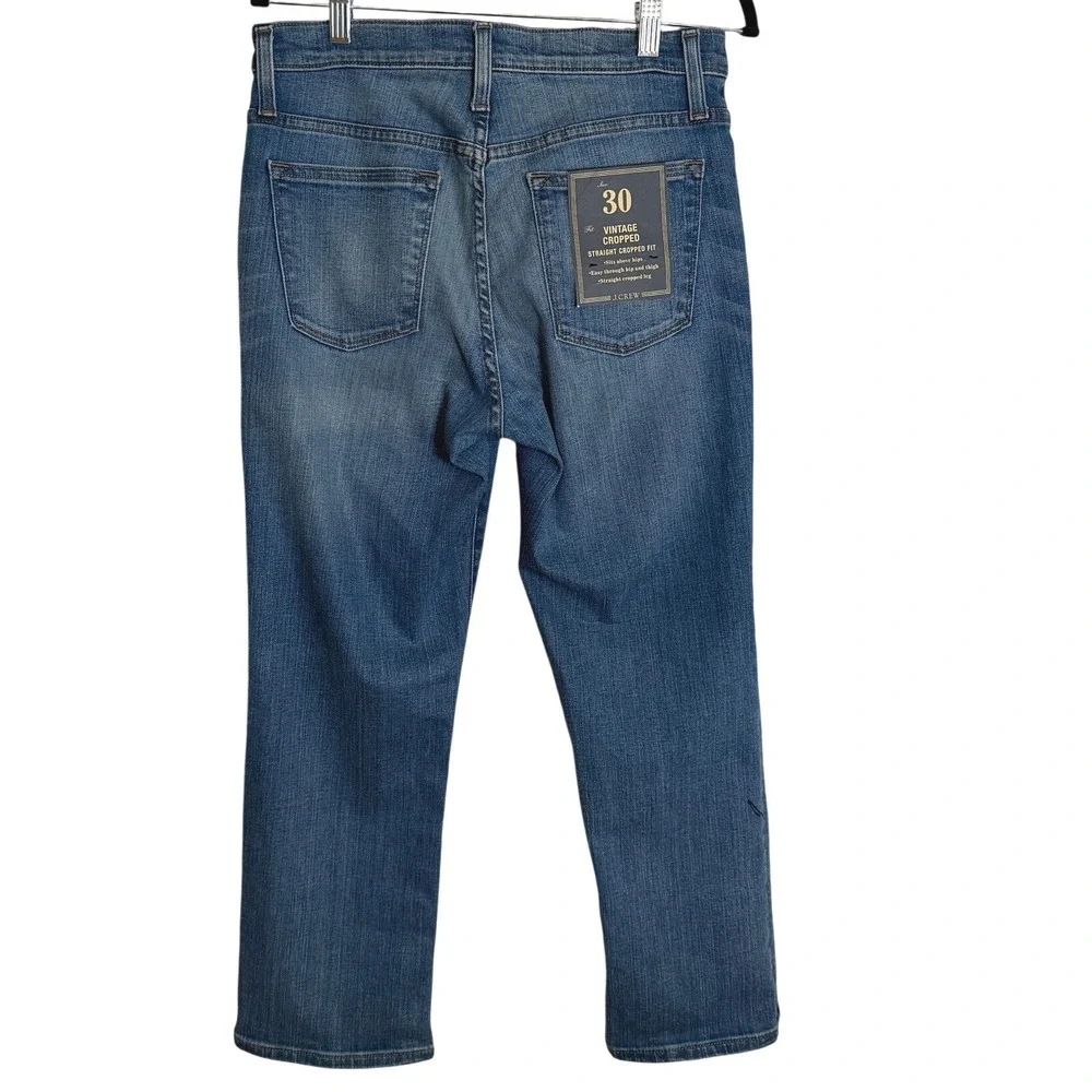 J Crew Vintage Cropped Denim Straight Leg Jeans Medium Wash Size 30 NWT Classic - Picture 2 of 13